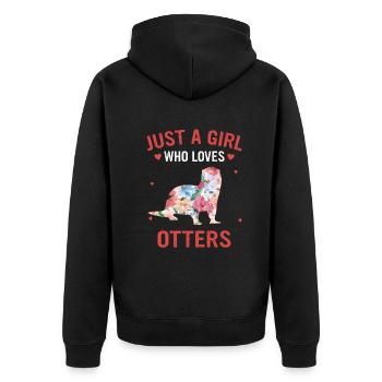 Otter sea otter - Unisex Premium Organic Zip Hoodie - black - Back - Nico (187cm)