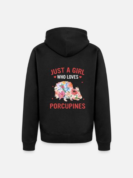 Animal porc-épic - Veste à capuche bio Premium Unisexe - noir