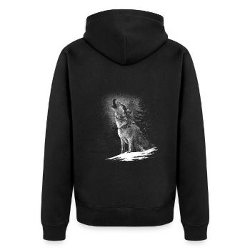 Wolf Wölfe Tier Jaulen - Unisex Premium Bio Zip Hoodie - Schwarz - Hinten - Nico (187cm)