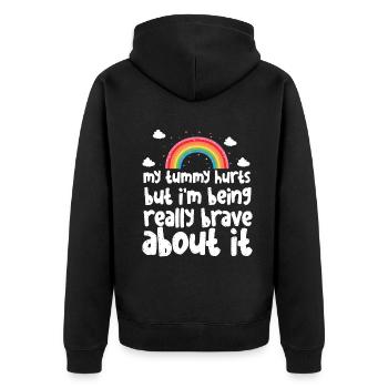 My Tummy Hurts But I'm Being Really Brave About It - Unisex Premium Bio Zip Hoodie - Schwarz - Hinten - Nico (187cm)