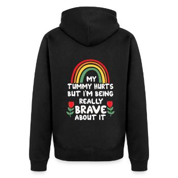 My Tummy Hurts But I'm Being Really Brave About It - Unisex Premium Bio Zip Hoodie - Schwarz - Hinten - Nico (187cm)