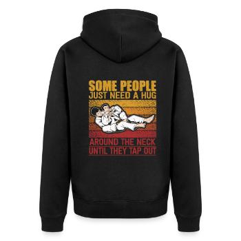 Some People Just Need A Hug Cage Fighter - Unisex Premium Organic Zip Hoodie - black - Back - Nico (187cm)