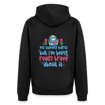 My Tummy Hurts But I'm Being Really Brave About It - Unisex Premium Bio Zip Hoodie - Schwarz - Hinten - Nico (187cm)