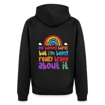 My Tummy Hurts But I'm Being Really Brave About It - Unisex Premium Organic Zip Hoodie - black - Back - Nico (187cm)