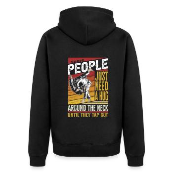 Some People Just Need A Hug Cage Fighter - Unisex Premium Organic Zip Hoodie - black - Back - Nico (187cm)