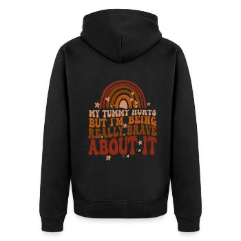 My Tummy Hurts But I'm Being Really Brave About It - Unisex Premium Organic Zip Hoodie - black - Back - Nico (187cm)