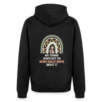 My Tummy Hurts But I'm Being Really Brave About It - Unisex Premium Organic Zip Hoodie - black - Back - Nico (187cm)