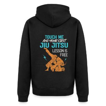 Touchez-moi et votre première leçon de Jiu Jitsu est gratuite - Veste à capuche bio Premium Unisexe - noir - Dos - Nico (187cm)
