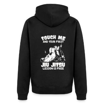 Touchez-moi et votre première leçon de Jiu Jitsu est gratuite - Veste à capuche bio Premium Unisexe - noir - Dos - Nico (187cm)