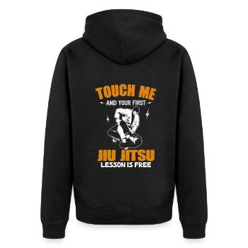 Touchez-moi et votre première leçon de Jiu Jitsu est gratuite - Veste à capuche bio Premium Unisexe - noir - Dos - Nico (187cm)