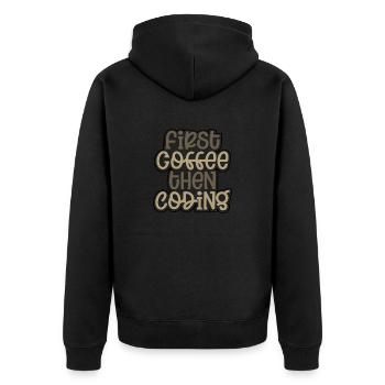 Coder Gift First Coffee puis Coding Gift Ideas - Veste à capuche bio Premium Unisexe - noir - Dos - Nico (187cm)