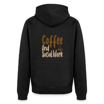 Coffee Drinking Social Worker Gift Coffee and - Unisex Premium Organic Zip Hoodie - black - Back - Nico (187cm)