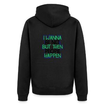 Sarkasmus will nett sein, dann passieren die Leute lustig - Unisex Premium Bio Zip Hoodie - Schwarz - Hinten - Nico (187cm)