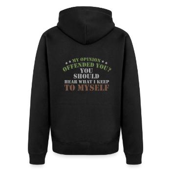 My Opinion Offended You Shirt Adult Humor Novelty - Unisex Premium Organic Zip Hoodie - black - Back - Nico (187cm)