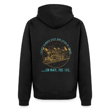 Je joue toujours avec les conducteurs de locomotives de trains - Veste à capuche bio Premium Unisexe - noir - Dos - Nico (187cm)