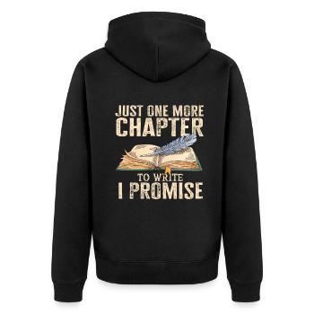 Just One More Chapter To Write I Promise Writing - Unisex Premium Bio Zip Hoodie - Schwarz - Hinten - Nico (187cm)