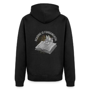 Reading Is Fundamental - Unisex Premium Organic Zip Hoodie - black - Back - Nico (187cm)