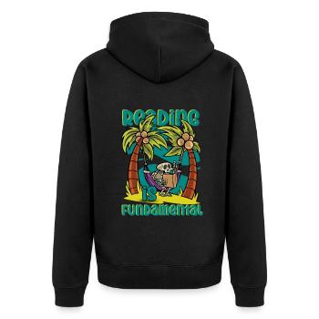 Reading Is Fundamental - Unisex Premium Organic Zip Hoodie - black - Back - Nico (187cm)