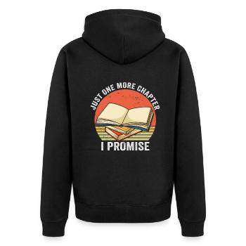 Just One More Chapter I Promise Reading - Unisex Premium Bio Zip Hoodie - Schwarz - Hinten - Nico (187cm)