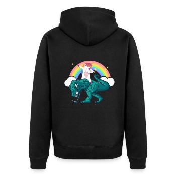 Dabbing Unicorn Riding T Rex Boys Girls Halloween - Unisex Premium Bio Zip Hoodie - Schwarz - Hinten - Nico (187cm)