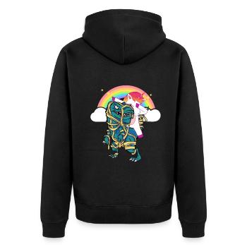 Dabbing Unicorn Riding T Rex Boys Girls Halloween - Unisex Premium Bio Zip Hoodie - Schwarz - Hinten - Nico (187cm)