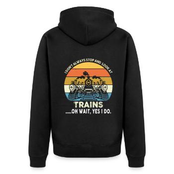 Je joue toujours avec les conducteurs de locomotives de trains - Veste à capuche bio Premium Unisexe - noir - Dos - Nico (187cm)