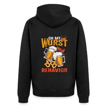 Je suis sur mon comportement de saucisse - Veste à capuche bio Premium Unisexe - noir - Dos - Nico (187cm)