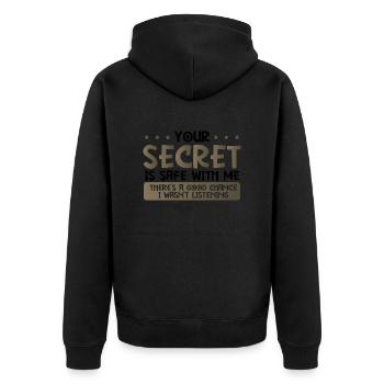 Cadeau sarcastique Votre secret Coffre-fort Ne pas écouter - Veste à capuche bio Premium Unisexe - noir - Dos - Nico (187cm)