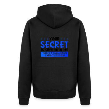 Cadeau sarcastique Votre secret Coffre-fort Ne pas écouter - Veste à capuche bio Premium Unisexe - noir - Dos - Nico (187cm)