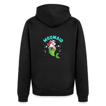 Moomaid Lustige Kuh Meerjungfrau Sarkasmus Geschenke - Unisex Premium Bio Zip Hoodie - Schwarz - Hinten - Nico (187cm)