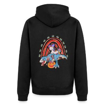 Dabbing Licorne Riding T Rex Garçons Filles Halloween - Veste à capuche bio Premium Unisexe - noir - Dos - Nico (187cm)