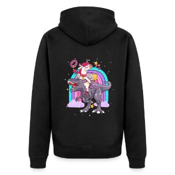 Dabbing Licorne Riding T Rex Garçons Filles Halloween - Veste à capuche bio Premium Unisexe - noir - Dos - Nico (187cm)