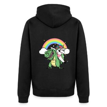 Dabbing Licorne Riding T Rex Garçons Filles Halloween - Veste à capuche bio Premium Unisexe - noir - Dos - Nico (187cm)