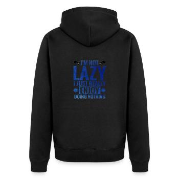 Süße Hunde, die nicht faul sind, genießen es wirklich, nichts zu tun - Unisex Premium Bio Zip Hoodie - Schwarz - Hinten - Nico (187cm)