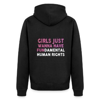 Girls Just Wanna Have Fundamental Human Rights - Unisex Premium Organic Zip Hoodie - black - Back - Nico (187cm)