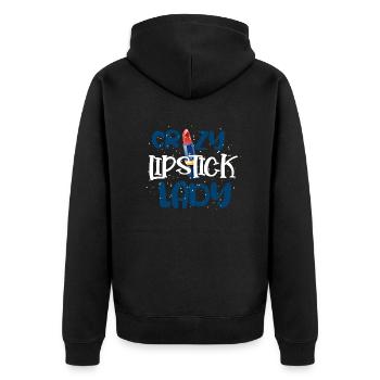 Mädchen Stuff Verrückter Lippenstift Lady Frau Geschenk - Unisex Premium Bio Zip Hoodie - Schwarz - Hinten - Nico (187cm)