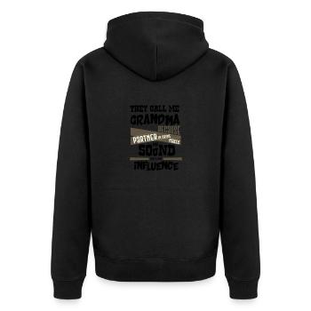 Grand-mère Cadeaux Partenaire dans le crime Mauvaise influence - Veste à capuche bio Premium Unisexe - noir - Dos - Nico (187cm)