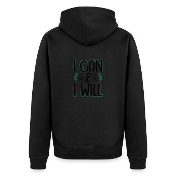 Feminism Gifts I Can And I Will Gift for a Girl - Unisex Premium Organic Zip Hoodie - black - Back - Nico (187cm)