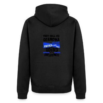 Oma Geschenk Partner in Crime Schlechter Einfluss - Unisex Premium Bio Zip Hoodie - Schwarz - Hinten - Nico (187cm)