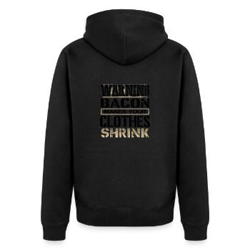 Speck Liebhaber Geschenke Warnung Speck machen Kleidung - Unisex Premium Bio Zip Hoodie - Schwarz - Hinten - Nico (187cm)