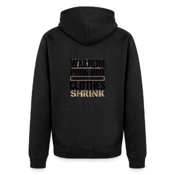Schweinefleisch BBQ Liebhaber Geschenke Warnung Schweinefleisch BBQ macht - Unisex Premium Bio Zip Hoodie - Schwarz - Hinten - Nico (187cm)