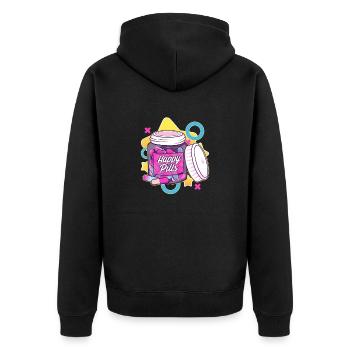 Bunte und lustige glückliche Pillen Sarkasmus Humor Geschenk - Unisex Premium Bio Zip Hoodie - Schwarz - Hinten - Nico (187cm)