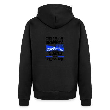 Partner in Crime klingt wie Bad Person Opa - Unisex Premium Bio Zip Hoodie - Schwarz - Hinten - Nico (187cm)