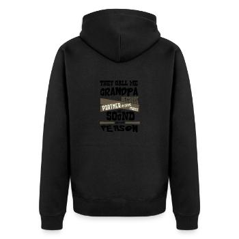 Partner in Crime Sound Like Bad Person Grandpa - Unisex Premium Organic Zip Hoodie - black - Back - Nico (187cm)