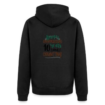 Herzlichen Glückwunsch zum Jubiläum 10 Jahre und 10. - Unisex Premium Bio Zip Hoodie - Schwarz - Hinten - Nico (187cm)
