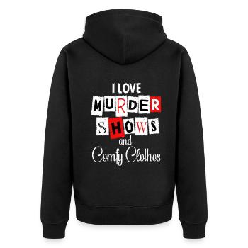 J’aime les spectacles de meurtre Vêtements confortables et 3 personnes - Veste à capuche bio Premium Unisexe - noir - Dos - Nico (187cm)