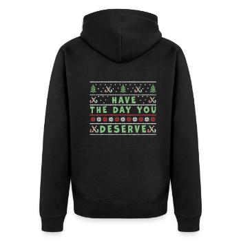Haben Sie den Tag, an dem Sie Vintage-Weihnachtsbaum verdienen - Unisex Premium Bio Zip Hoodie - Schwarz - Hinten - Nico (187cm)