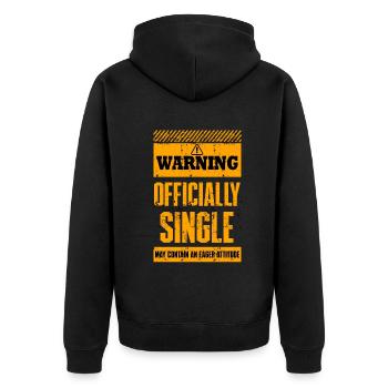 Warnung offiziell Single kann eine eifrige enthalten - Unisex Premium Bio Zip Hoodie - Schwarz - Hinten - Nico (187cm)