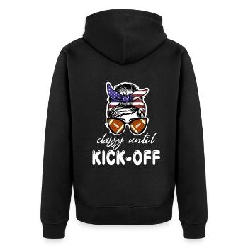 Stilvoll bis zum Anpfiff Spieltag American Football - Unisex Premium Bio Zip Hoodie - Schwarz - Hinten - Nico (187cm)