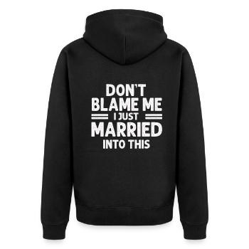 Ne me blâmez pas, je me suis marié dans ce drôle vintage - Veste à capuche bio Premium Unisexe - noir - Dos - Nico (187cm)